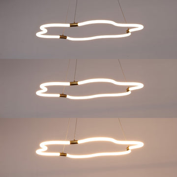Nuvola 31.5" Contemporary Minimalist Metal/Acrylic Adjustable Dimmable Cloud Integrated LED Chandelier - JONATHAN Y